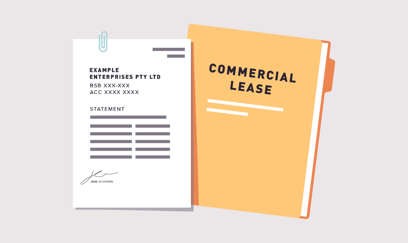 an image of a commercial lease and bank statement